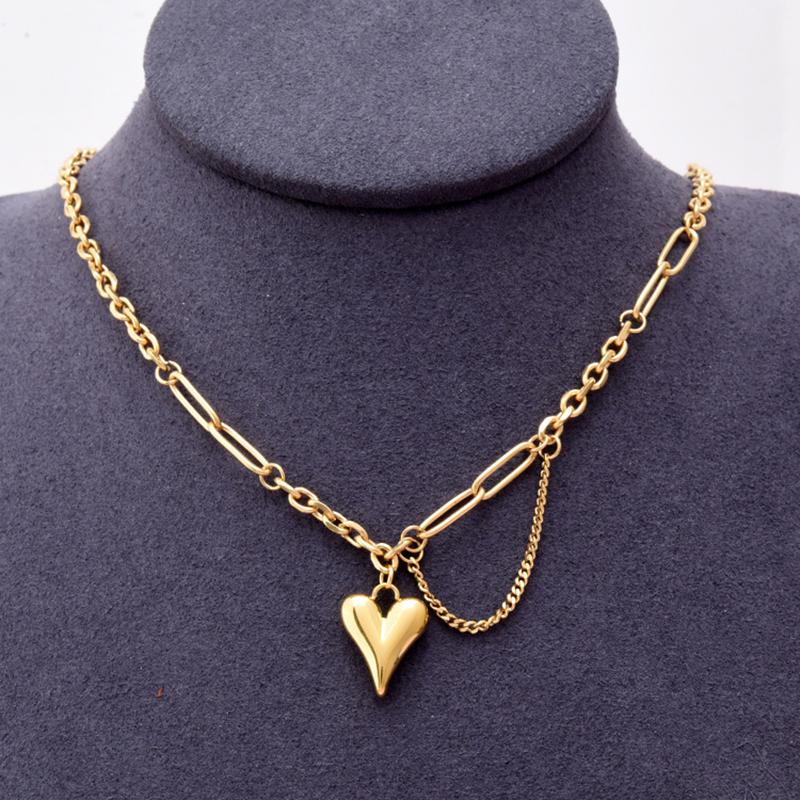 

Pendant Necklaces YAOLOGE 316L Stainless Steel 2021 Trend Gold Color Heart Necklace For Women Chain Chokers Festival Party Gift Fashion Jewe