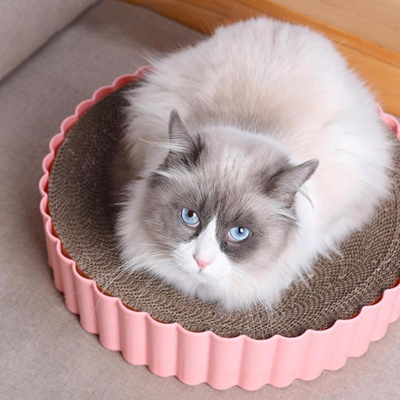 

Cat Toys Scratch Pad Round Wear-assistant Corrugated Paper Claw Training Blanket For Grinding Nails Protecting Furniture