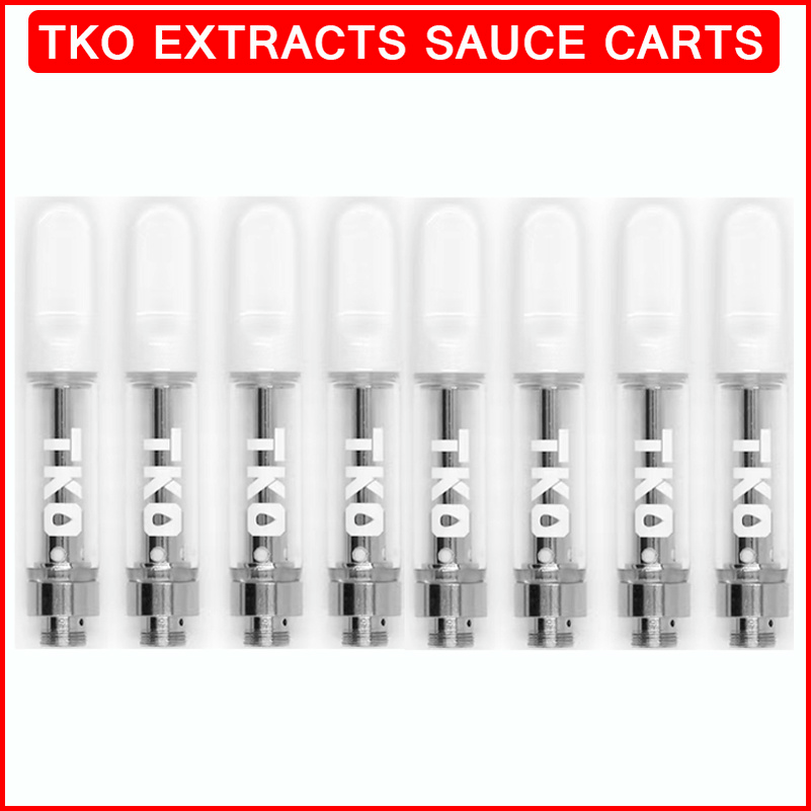 

TKO Extracts Sauce Atomizers 0.8ml 1ml Ceramic Coil Atomizer Empty Vaporizer Cartridges Thick Oil Matte Black Tip 510 Thread Vape Carts