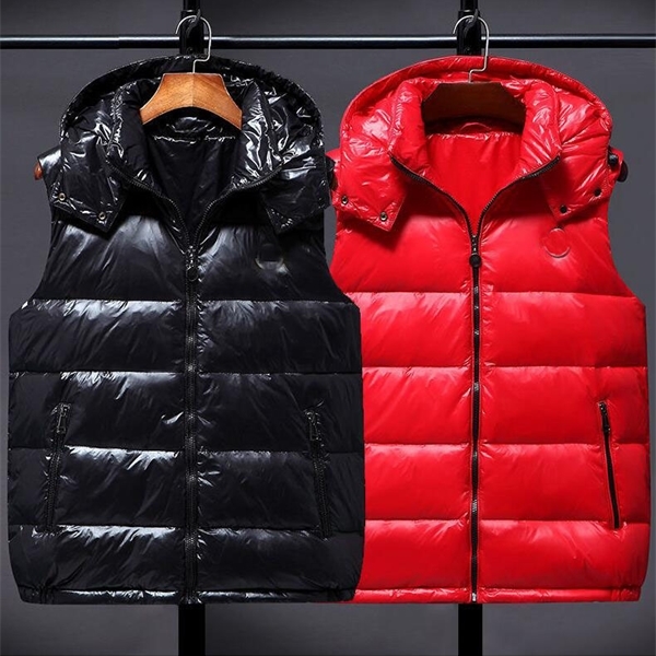 

Hot sale low price down jacket Vests men women fashion hooded vest high-end embroidery luxury Vests warm lightweight down Vests--2021, Black