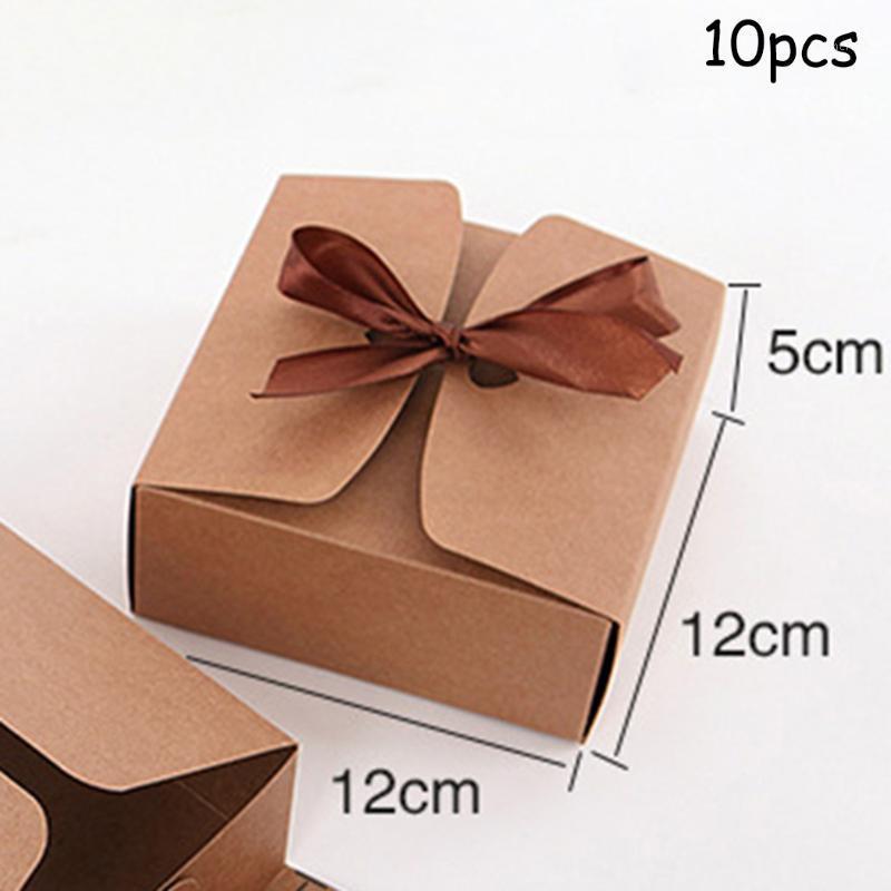 

Gift Wrap 10pcs Kraft Box Cake Heart Candy Wedding Party Rustic Boxes Brown