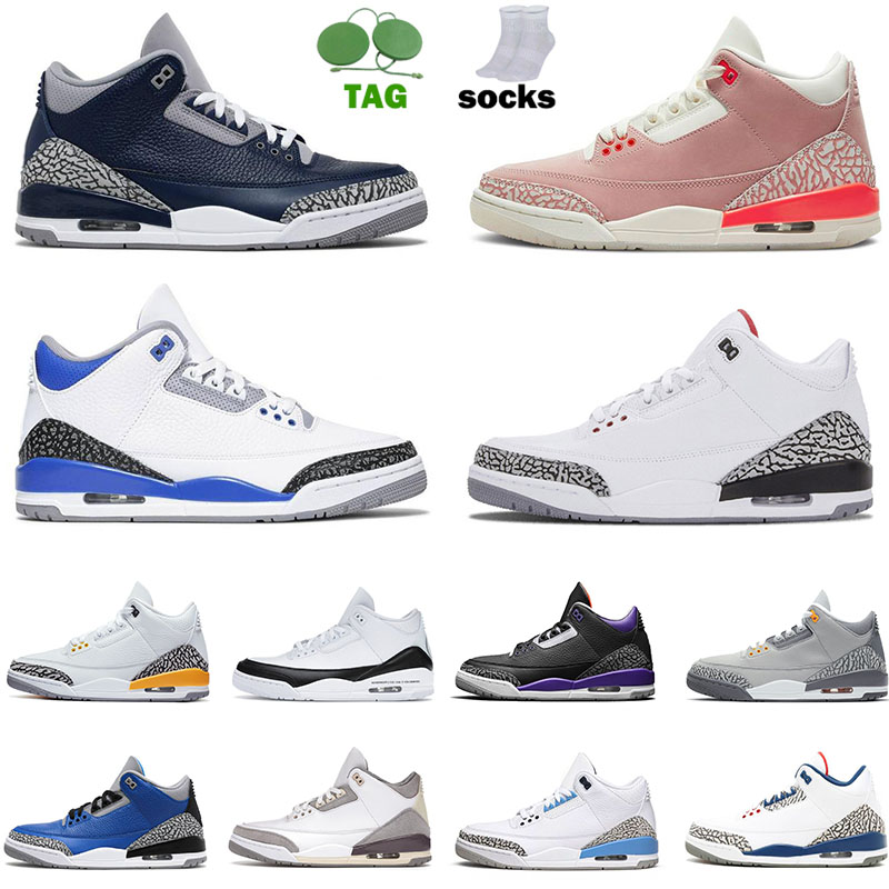 

Jorden 3s Jumpman 3 Basketball Shoes For Mens Womens Georgetown UNC Racer Blue Rust Pink Black CAT Knicks Rivals Trainers Jodan Sports Sneakers, # georgetown 40-47