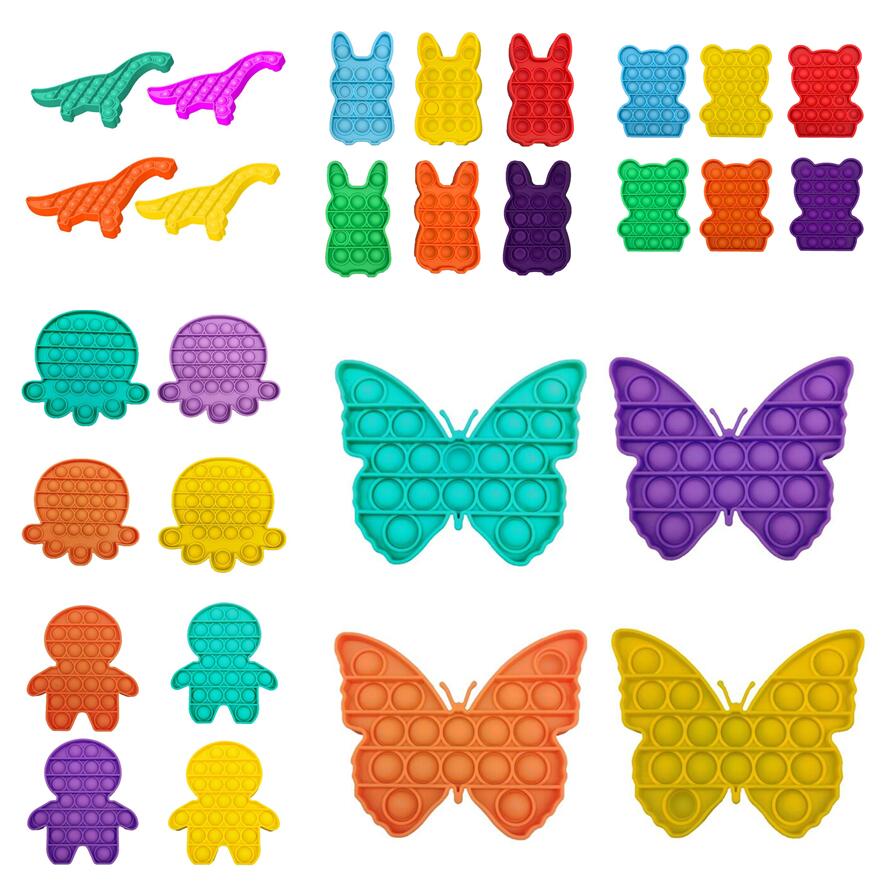 

35 Designs Pop Fidget Push Bubble Toys Adult Kids Butterfly Dinosaur Shaped Pop Sensory Toy Autism Special Needs Stress Reliever
