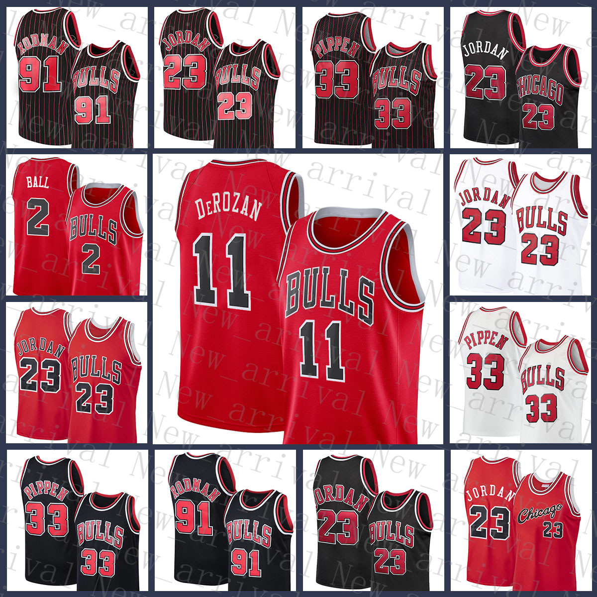

2021 New Demar 11 DeRozan Lonzo 2 Ball ChicagoBullMens Basketball Jersey 23 Michael Scottie 33 Pippen Dennis 91 Rodman White Black, Jersey-gongniu(xiaozi