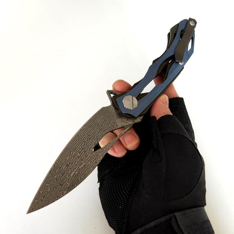 

Limited Customization Version Decepticon 2 Folding Knife Damascus S35VN Knives Titanium Carbon Fibre Handle Outdoor Tactical Hunting Tools