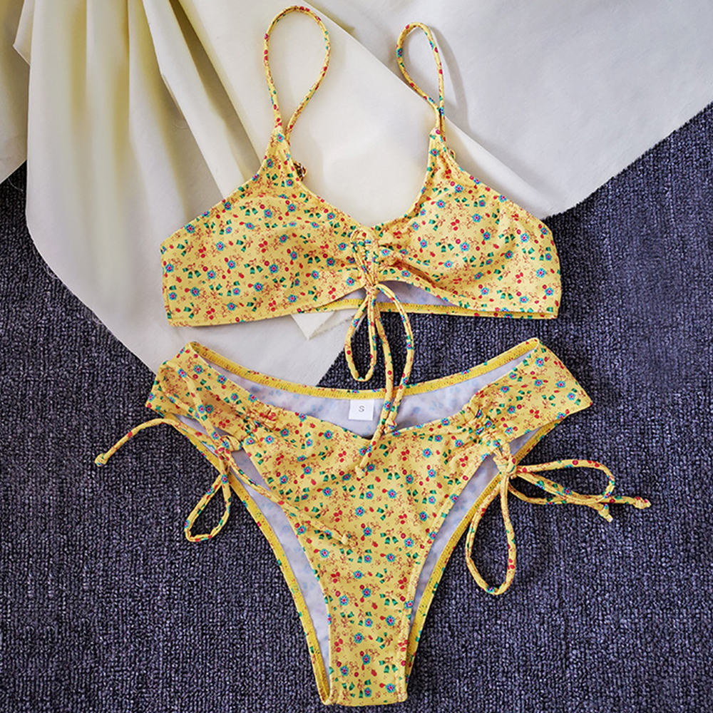 

Floral Print Bikini Female 2021 Sexy Swimwear Women Swimsuit Two Pieces Bikini Set Bandage Bathing Suits Summer Beach Wear Swimswimwear Bath