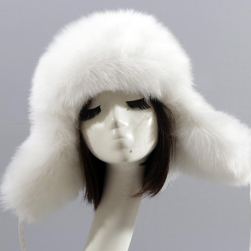 

Berets Fashion Women Winter Hat Faux Fur Windproof Earflap Trapper Cap Lady Warm Russian Ski Ushanka Bomber