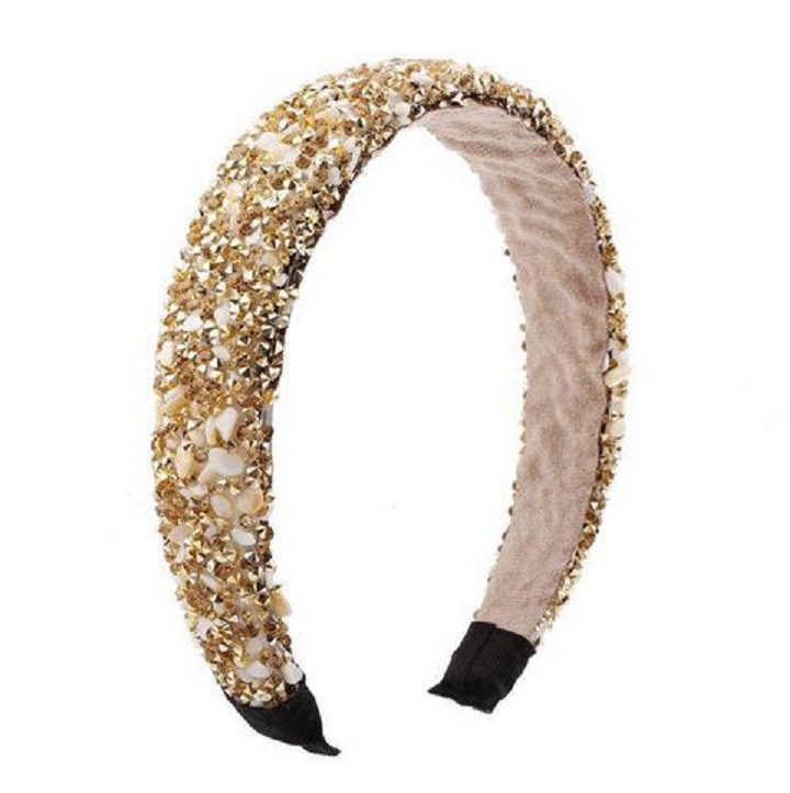 

Retro Hair Hoop Natural Healing Crystal Stone Headband Sponge Leopard Print Woman Fashion Hair Band Accessories, Golden;silver