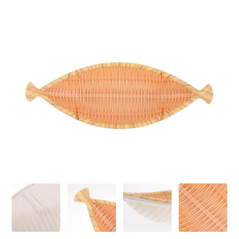 

Dishes & Plates Imitation Bamboo Weaving Tray Multifunction Storage Display Plate