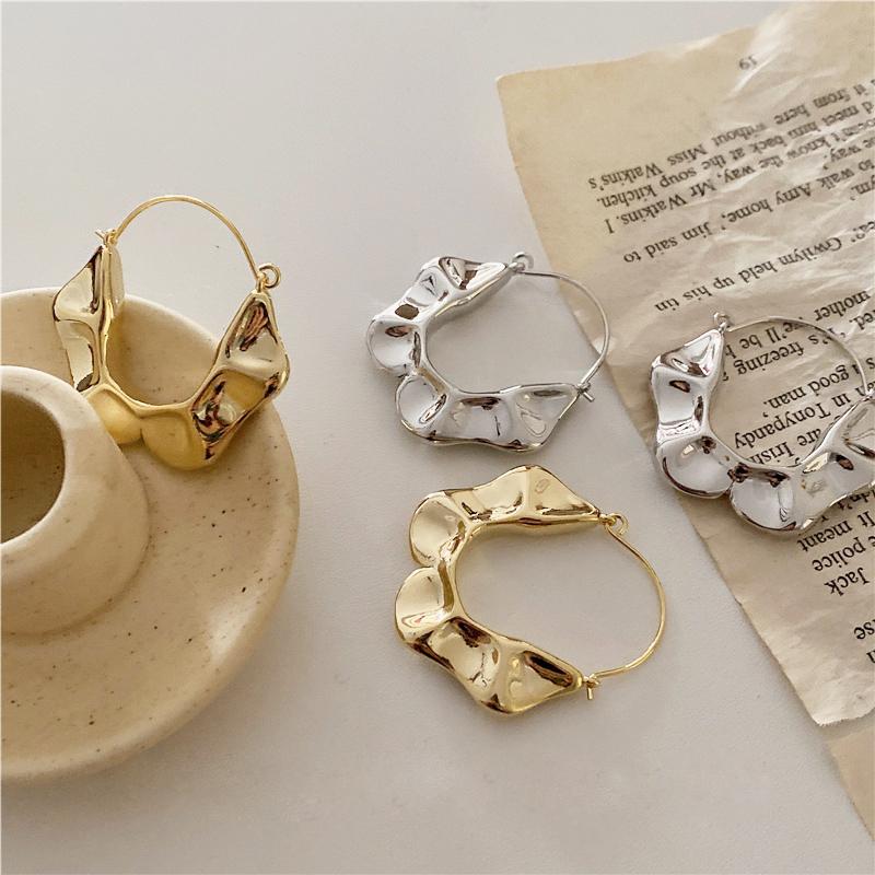 

Hoop & Huggie SRCOI Vintage Creative Irregular Flower Basket Earrings Punk Metal Geometric Round Earring Women Fashion Jewelry Gifts