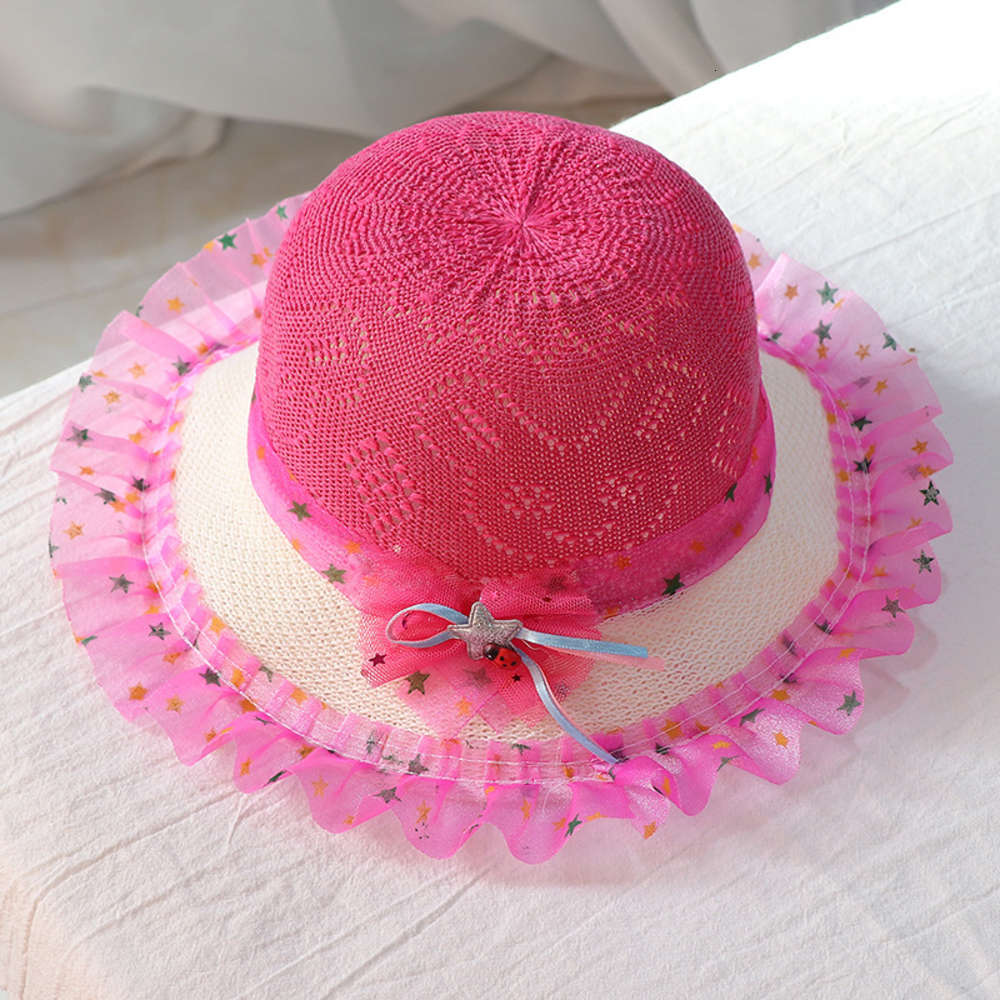 

Children's hat Princess lace mushroom fisherman's children's outdoor sun knitted, Yellow