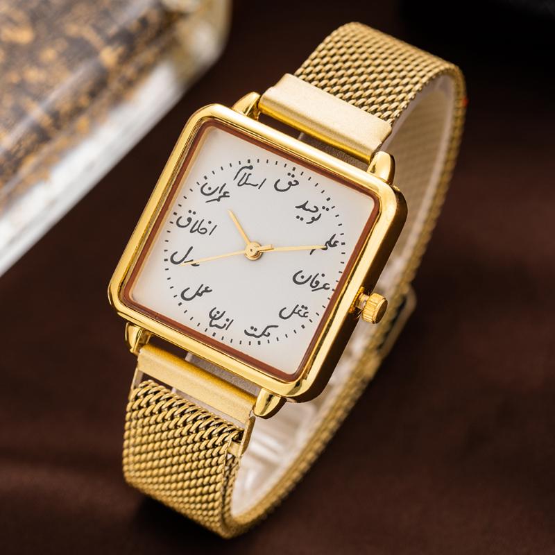 

Wristwatches Gold Watch Women 2021 Luxury Quartz Wrist Mesh Belt Stainless Steel Watchband Simple Pattern Gift For Montre Femme, Silver black