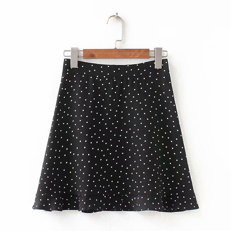 

Women Dots Mini Skirt Green White Saia High Waistline Faldas sexy Skirts Summer 210518