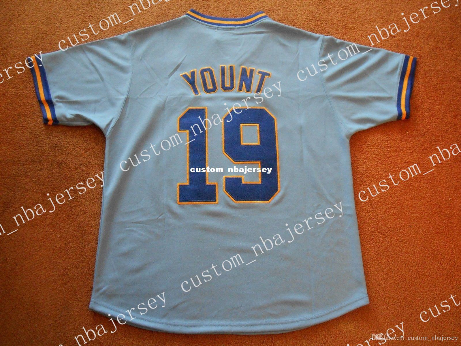 

Cheap custom Robin Yount #19 HOF Blue P/O Baseball Jersey NEW Stitched Customize any name number MEN WOMEN YOUTH Jerseys, As pic