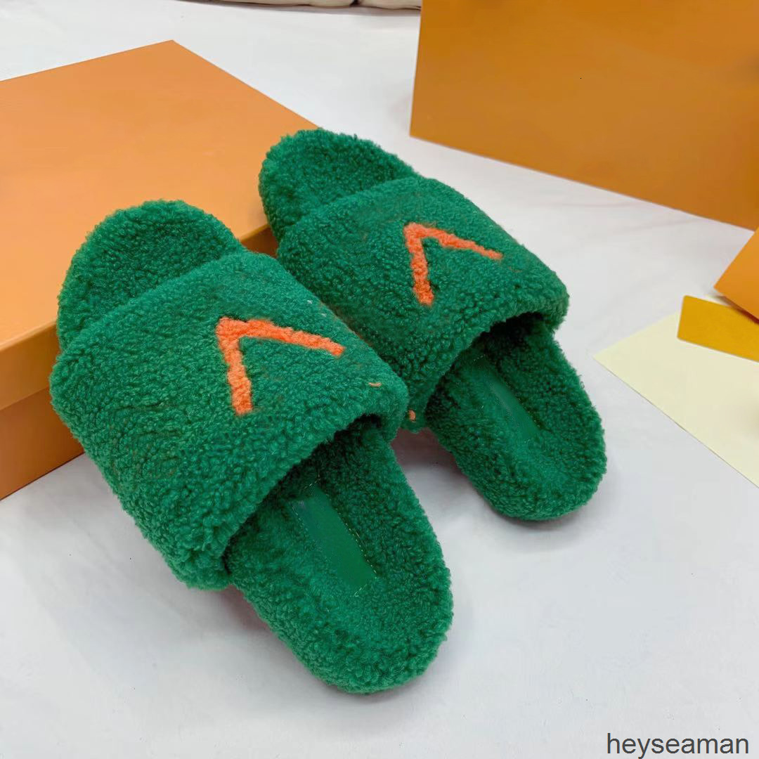 

Slippers wool Fashion women plush sandals selling Woman Slipper Shoes Autumn Winter slides Sandal Size 35-41 FVZN, 2# shoe box