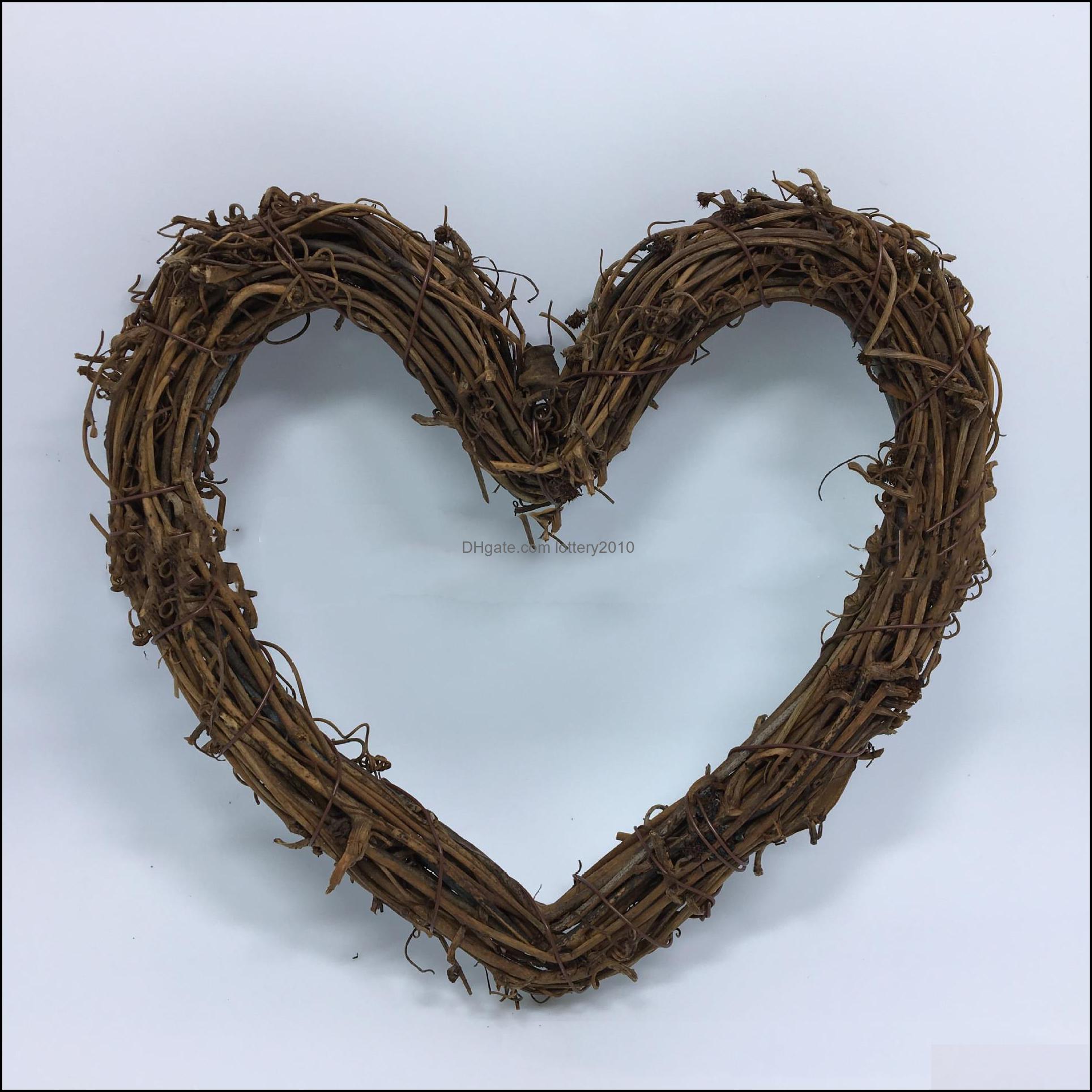 

Decorative Flowers & Wreaths Festive Party Supplies Home Garden 10Pc 10/15/20/30 Cm Heart Rattan Ring Shop Window Door Hanging Artificial Fl, Brown
