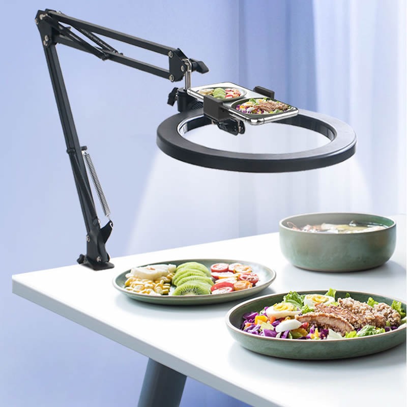 

Lighting 26cm Video Light Dimmable LED Selfie Ring with Arm Table Holder Photography USB Ring Lamp for Makeup Youtube