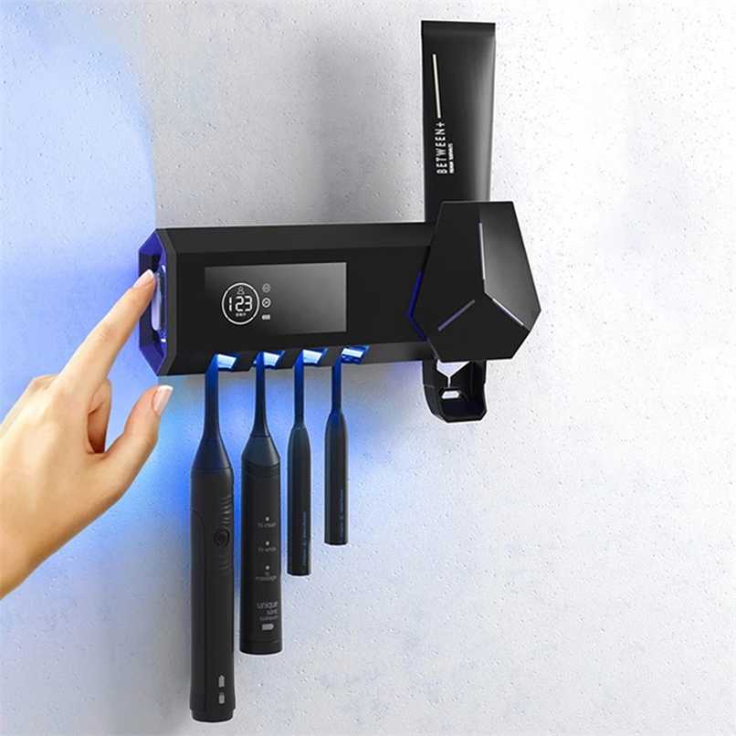 

PEISI UV Toothbrush Holder Intelligent Toothbrush Sterilizer Automatic Toothpaste Squeezer Dispenser Bathroom Accessories Set 211109