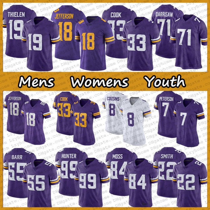 

18 Justin Jefferson 33 Dalvin Cook Jersey Adam Thielen 22 Harrison Smith Randy Moss mINnESoTAvIkiNGskIRk Cousins Patrick Peterson Anthony Barr Darrisaw, My store(lzyhome)
