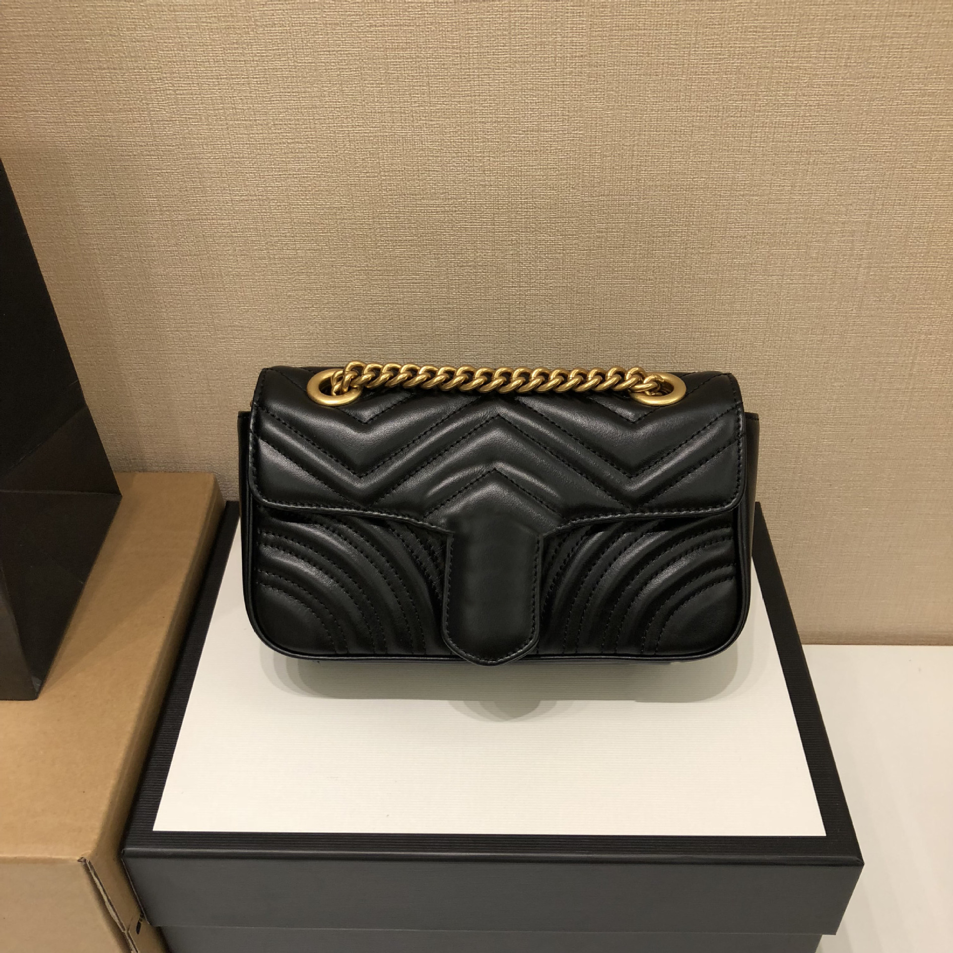 

HH Women Handbags Shoulder Bag Marmont wavy pattern love Black Color Medium vintage blacks golds chain bags Single Luxurys Messenger Handbag Totes, Not buy the option