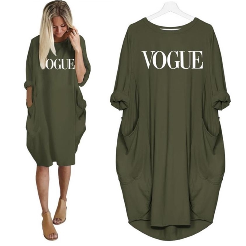 

New Fashion VOGUE Letters Print T-Shirt for Women Pocket Tops Graphic Tees Streetwear Woman Oversized 210315, White