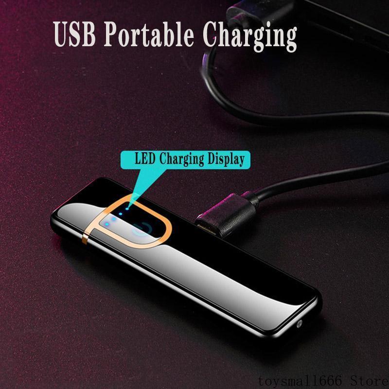

12 Styles Electric Touch Sensor Cool Lighter Fingerprint Sensor USB Rechargeable Portable Windproof lighters Smoking Accessories