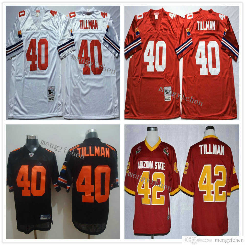 

NCAA Men Football 40 Pat Tillman Jerseys Vintage Home Red White Away 42 College Embroidery Top Quality, Black;red