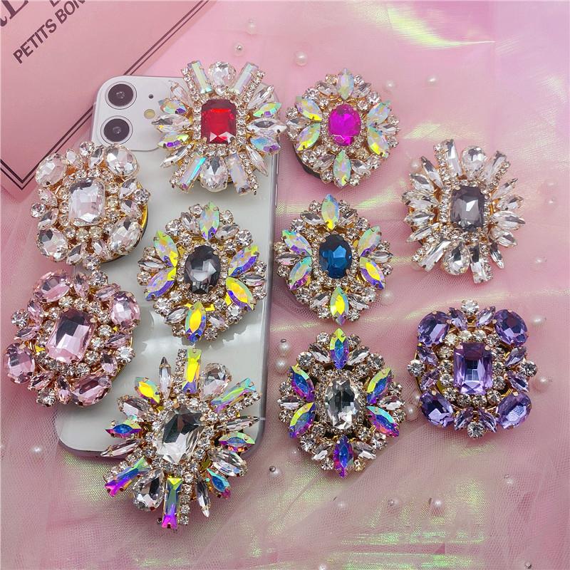 Cell Phone Mounts & Holders Luxury Diamond Finger Grip Socket Pink Red Glitter Mobile For Telefon Usato Bracket-image-713019622