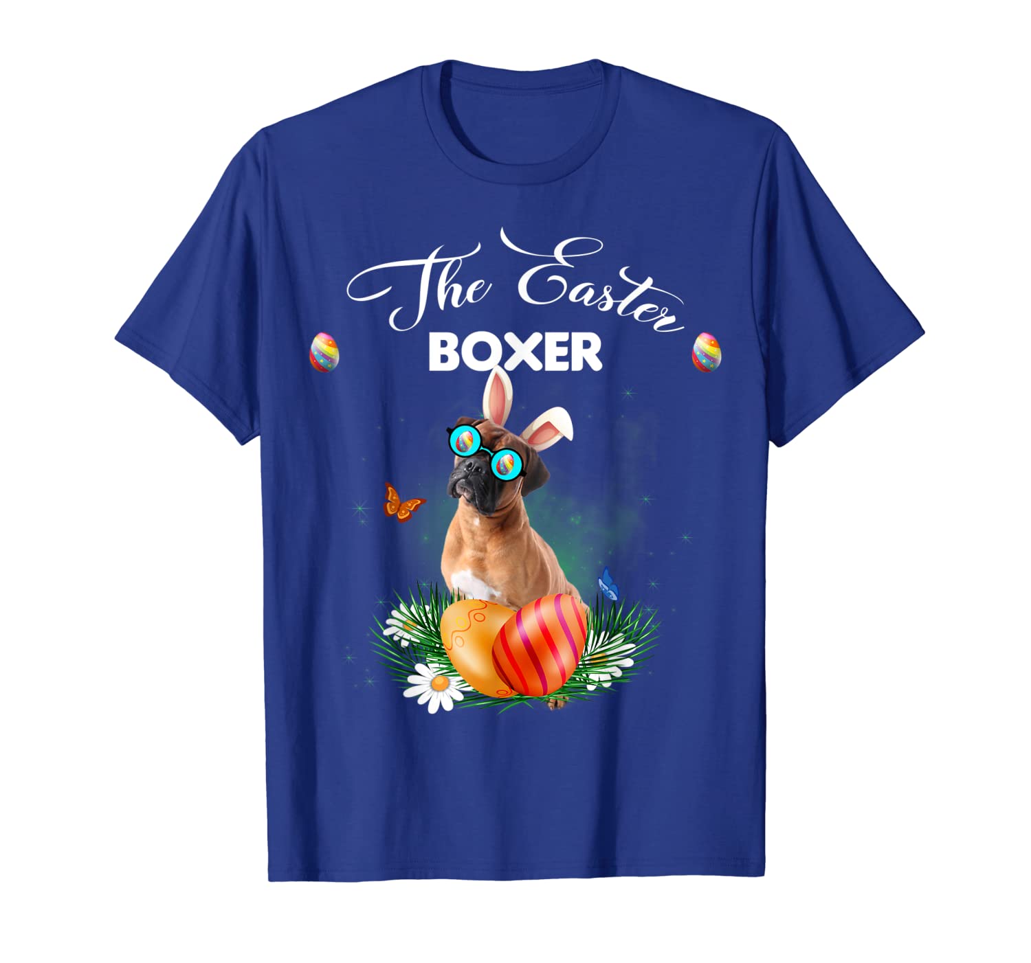 

boxer bunny easter day dog gifts t-shirt, White;black