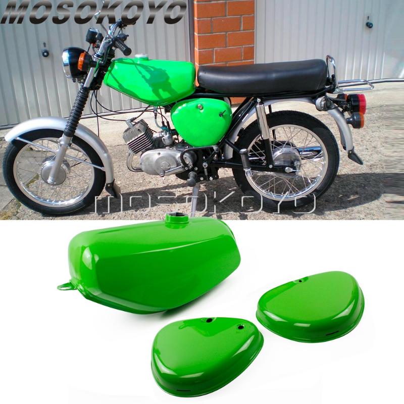 

1 Set Motorcycle Light Green Oil Fuel Tank w/ Right + Left Side Cover Guards for Simson S50 S51 S70 (190830, 200655