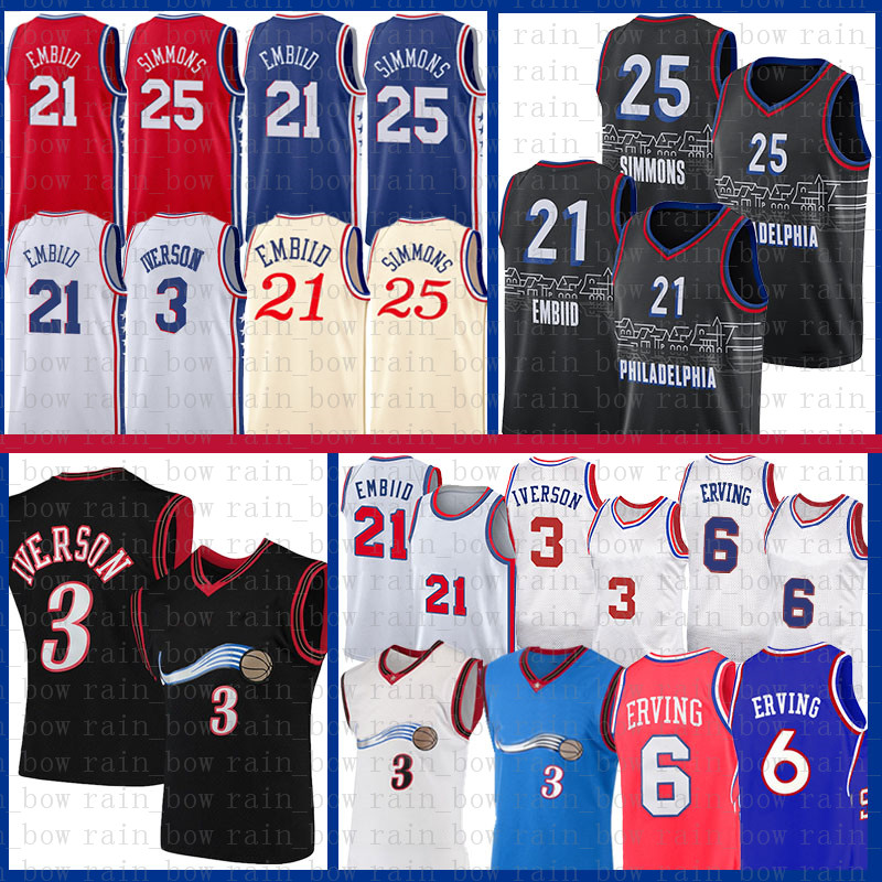 

Ben 25 Simmons 76er Joel 21 Embiid Philadelphias Adult Basketball Jerseys Throwback Vintage Jersey Allen 3 Iverson Julius 6 Erving Mens Shirts S
