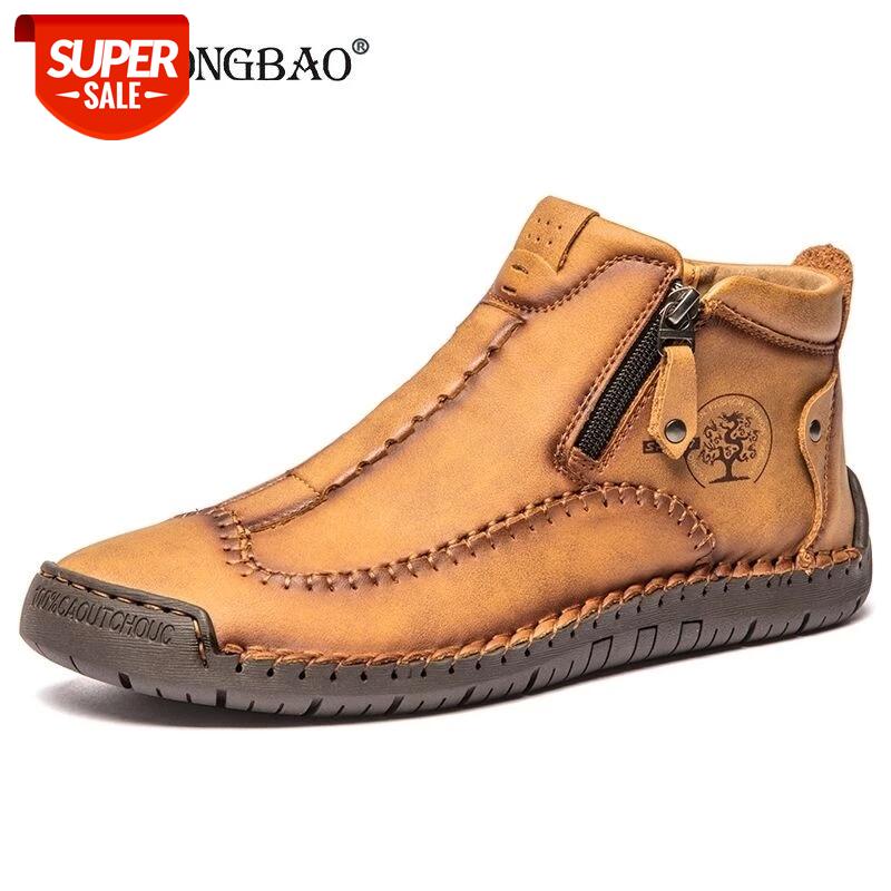

Spring Leather Men Short Boots Autumn Lace-up Flats Medium-top Shoes Outdoor Male Breathable Casual Shoes Handmade Men's Boots #gj9A