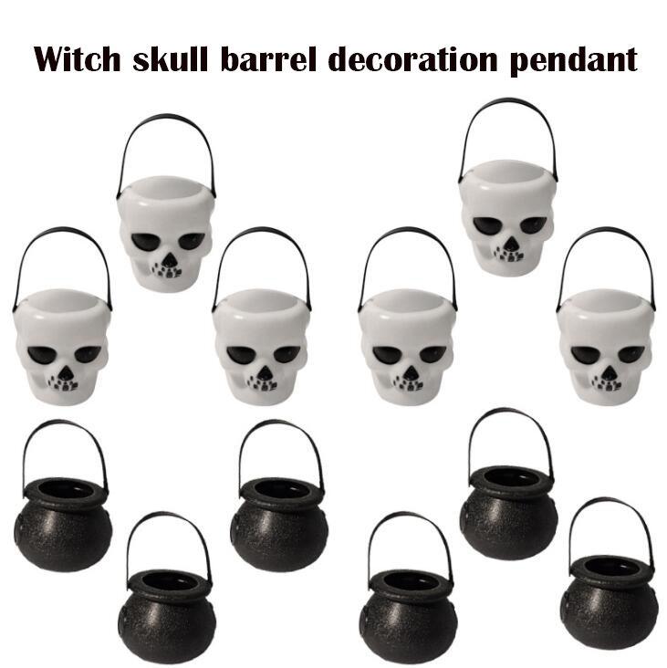

Halloween witch bucket decoration pendant supplies skull small basket candy buckets Witchs jar pendants bar party props venue layout