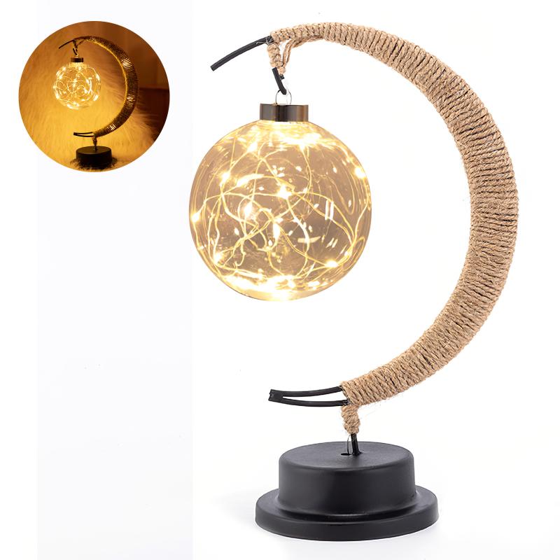 

Night Lights LED Moon Sepak Takraw Lamp Line Rattan Handmade Rope Wrought Iron Light Home Decoration Christmas Gifts