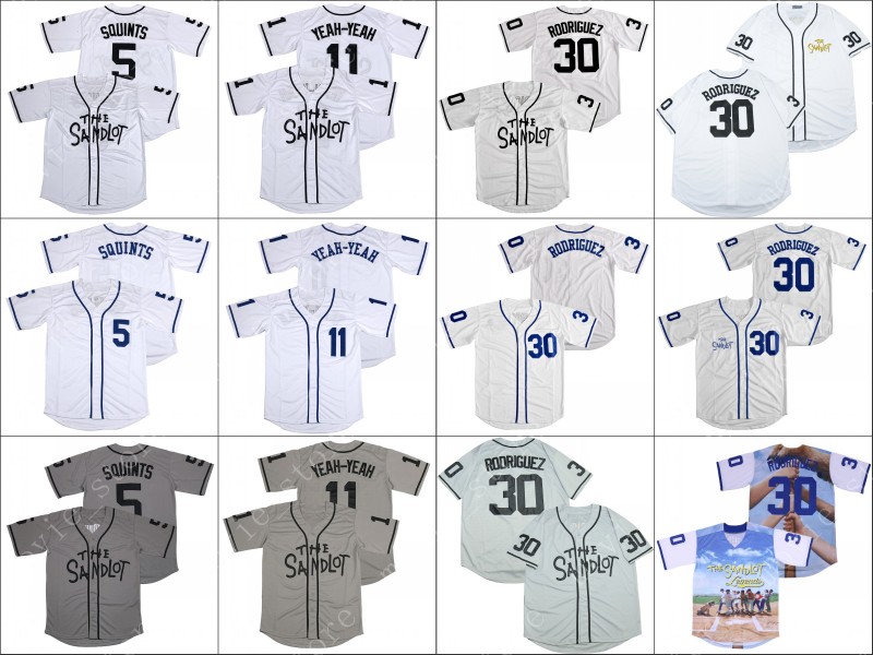 

The Sandlot Jerseys Mike Vitar Benny 'The Jet' Rodriguez #30 Coa Squints #5 Alan Yeah-Yeah #11 Moive Baseball Jersey, 30 grey