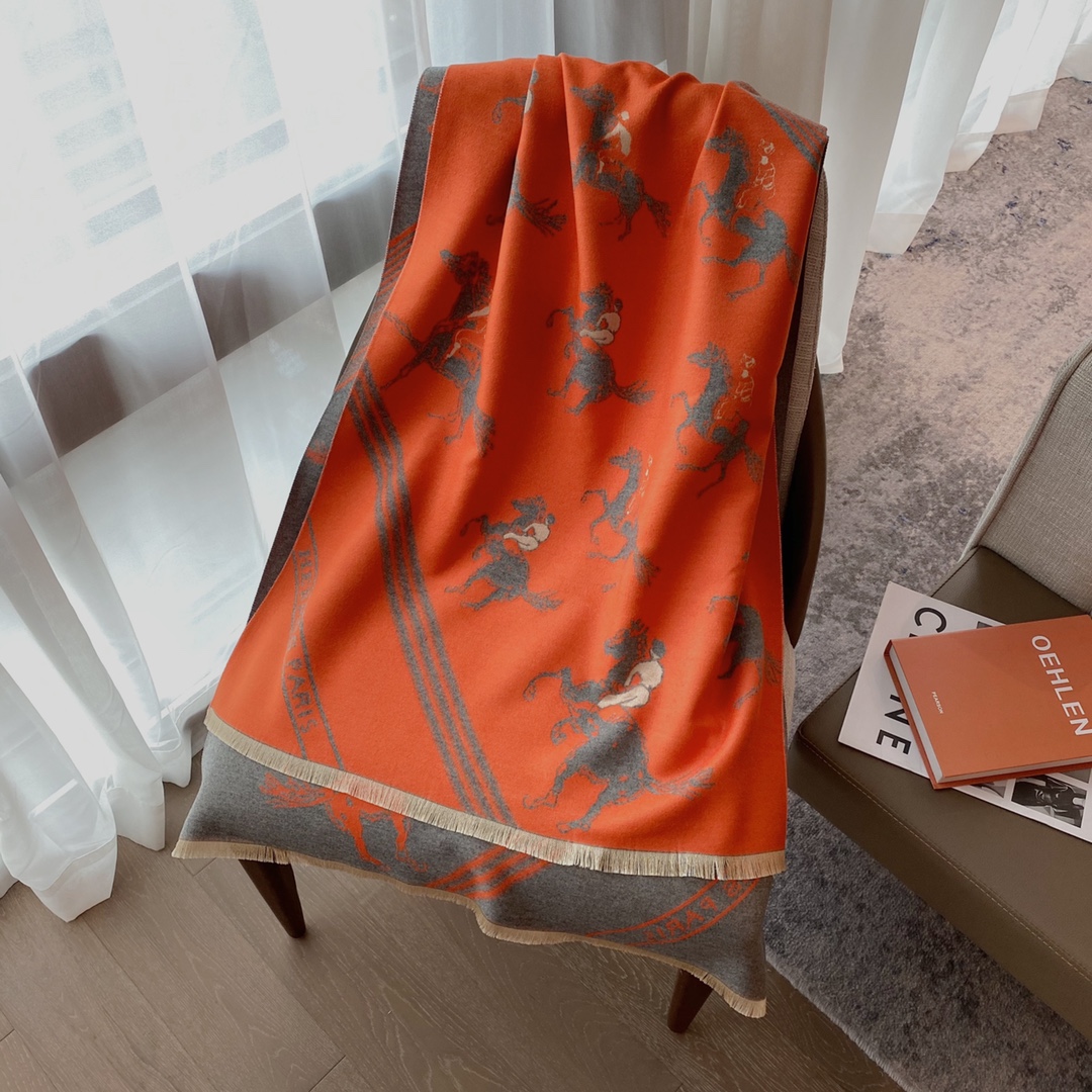 

Designer Cashmere Scarf Womens Scarves Fashion Soft Warm Scarfs Luxury High Quality Horse Printed Blanket Autumn Winter Shawl Size 70*180cm 5 Color with Box
