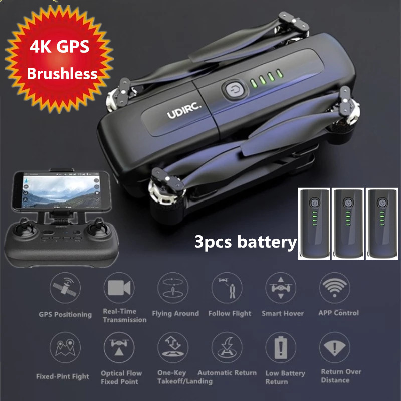 

GPS Smart Follow RC Drone With 4K HD Camera Phone Control Brushless Motor 1KM Distance Quadcopter Aircrafts VS FX9P SG107 S173, Drone box 1 battery