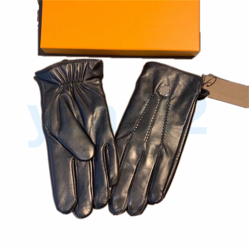 

Luxury Genuine Leather Mittens Mens Womens Cycling Gloves Phone Screen Touch Glove Vintage Winter Autumn Sheepskin Driving Mitten Delicate Gift Box, Without box