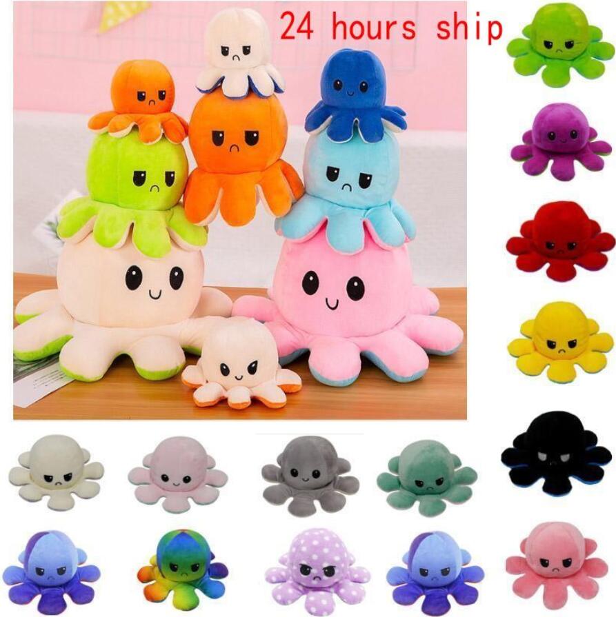 

24 Hours DHL Ship!Reversible Plush Toys Soft Flip Two-Sided Octops Plush Toy Stuffed Doll Soft Simulation Octopus Cute Animal Doll Gift
