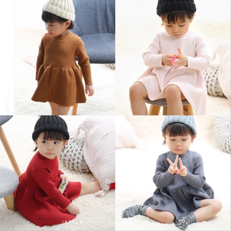 

2021 New Winter A-line Knitting Baby Toddler Warm Sweater Kids Knitted Jumper Pullovers Girls Children Clothes Nre8, Gray