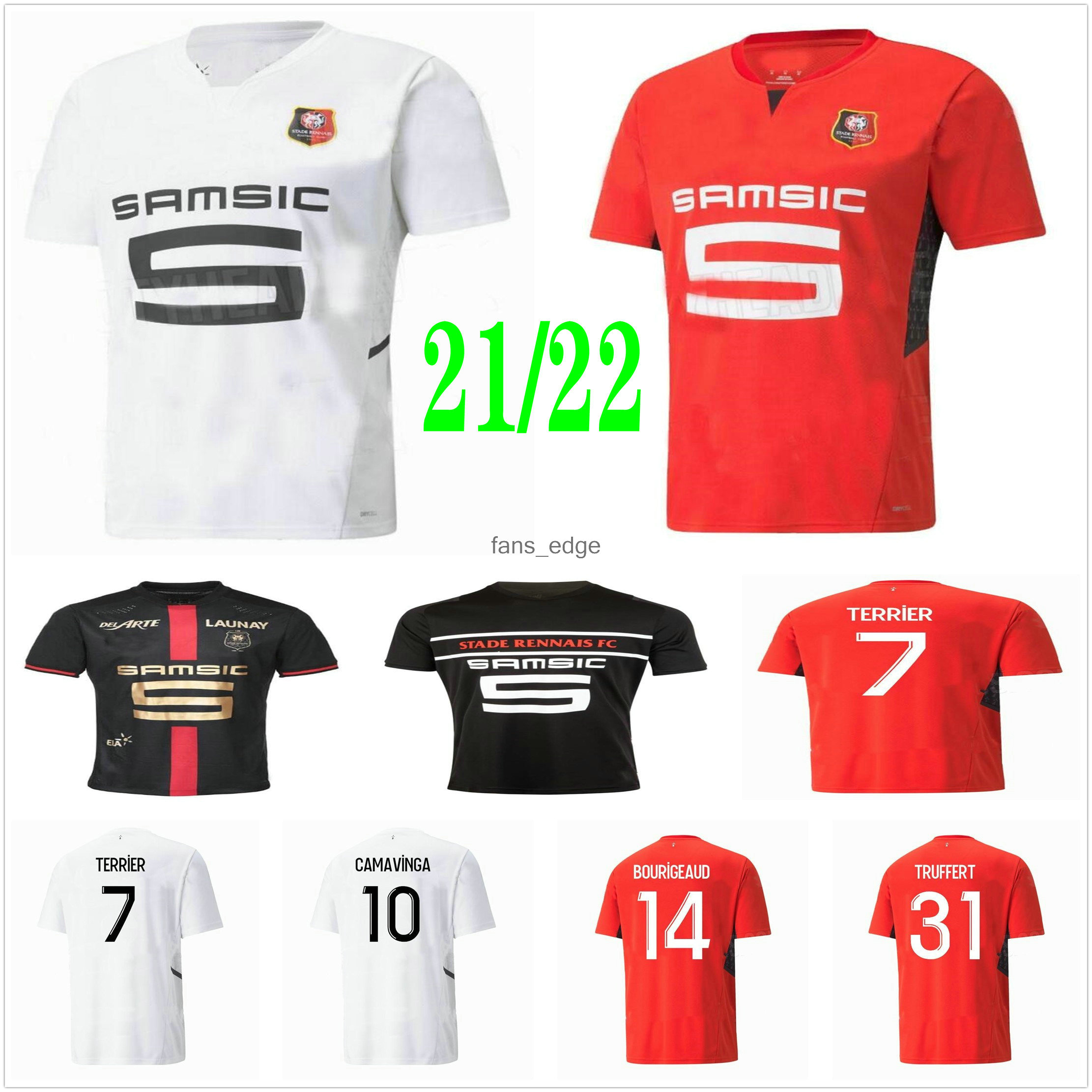 

2021 2022 Stade Rennais Soccer Jerseys RAPHINHA NIANG TERRIER CAMAVINGA BOURIGEAUD GUIRASSY SIEBATCHEU HUNOU GRENIER Custom 21 22 Rennes Football Shirt Uniform, As picture men size s-xxl