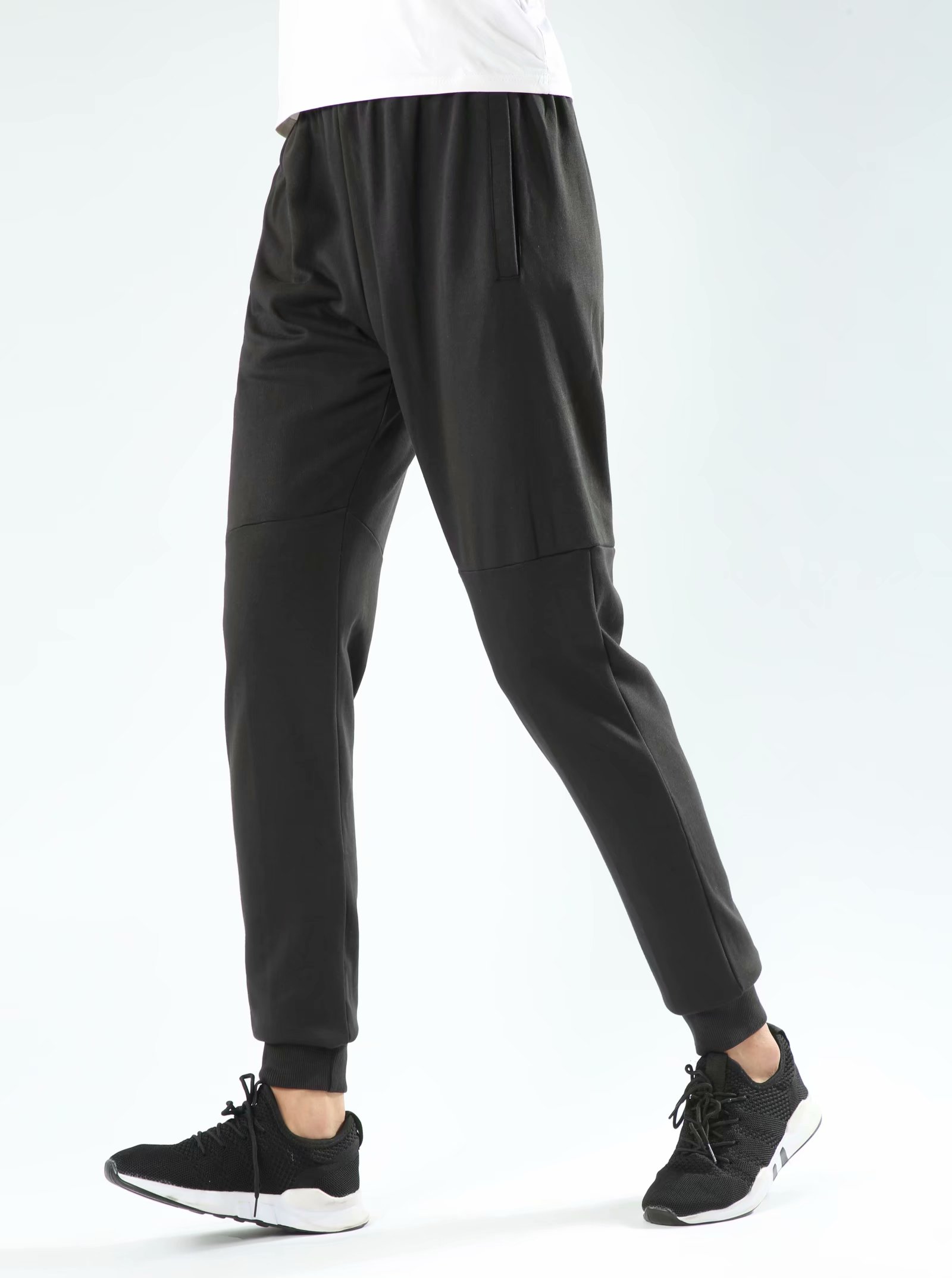 

Men's Cotton Black Slim Comfortable Tapered Athletic Sweatpants Casual Pants with Pockets for Jogging, Workout, Gym, Running, Training L1