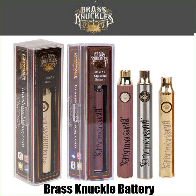 

Hot Brass Knuckles Vape Battery 650mAh Gold 900mAh Variable Voltage Adjustable E-Cigarette Battery Pen For 510 Thread Thick Oil Cartridge