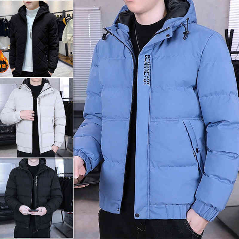 

thickened winter korean version trend down warm silk thickened men's cotton padded et, Black