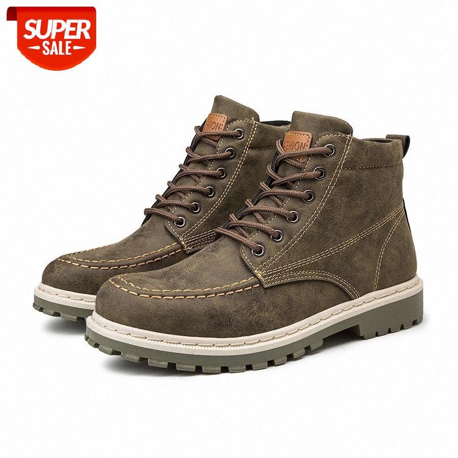 

LCIZRONG Men Ankle Boots Autumn Winter Retro Non-slip Waterproof Flat Boots Comfortable and Breathable Men's #mg6b