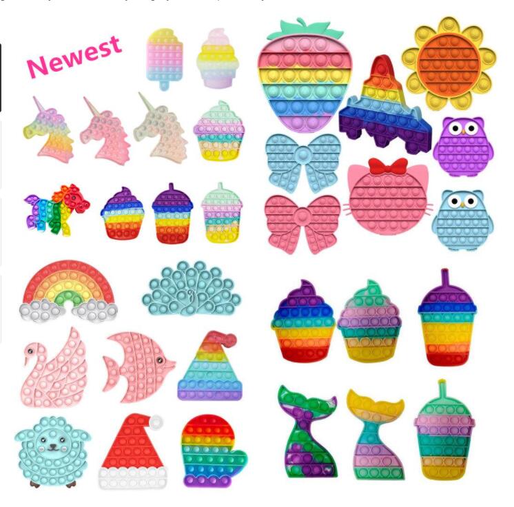 

DHL Rainbow Push Fidget Toy Sensory Push Bubble Fidget Sensory Autism Special Needs Anxiety Stress Reliever for Office Fluorescen Stock BJ12, White