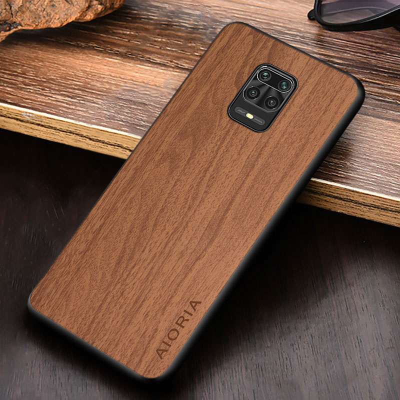 

Cases for Xiaomi Redmi Note 9 Pro 9S funda unique design lightweight wooden pattern PU leather cover for Redmi 9A 9C 9 Prime Case, Black