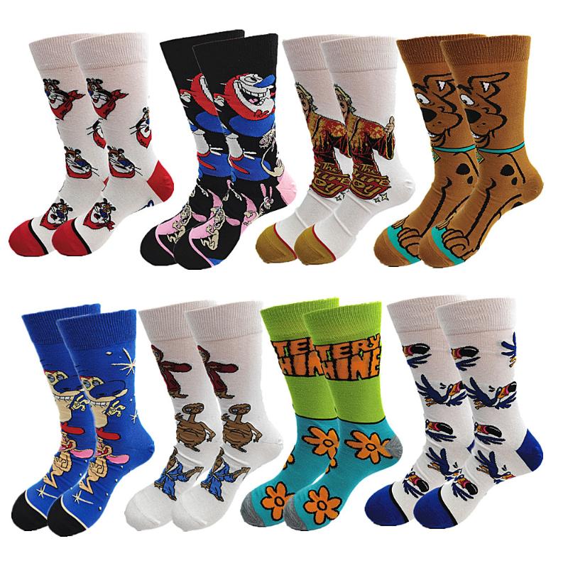 

Men's Socks Men Fashion Anime Funny Hip Hop Personality Cartoon Alien High Quality Sewing Pattern Tube, Black