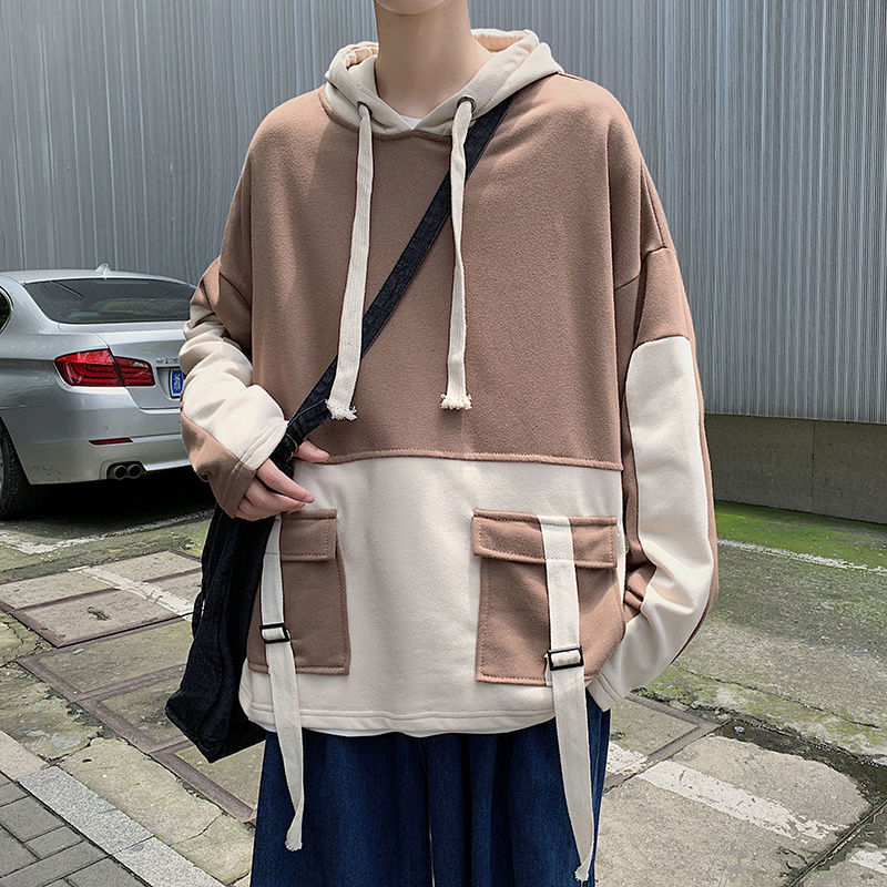 

2021 New Autumn Hoodies Men's Fashion Contrast Color Casual Hooded Sweatshirt Men Streetwear Loose Hip-hop Pullover Hoodie Mens Hoody Lz9u, Blue