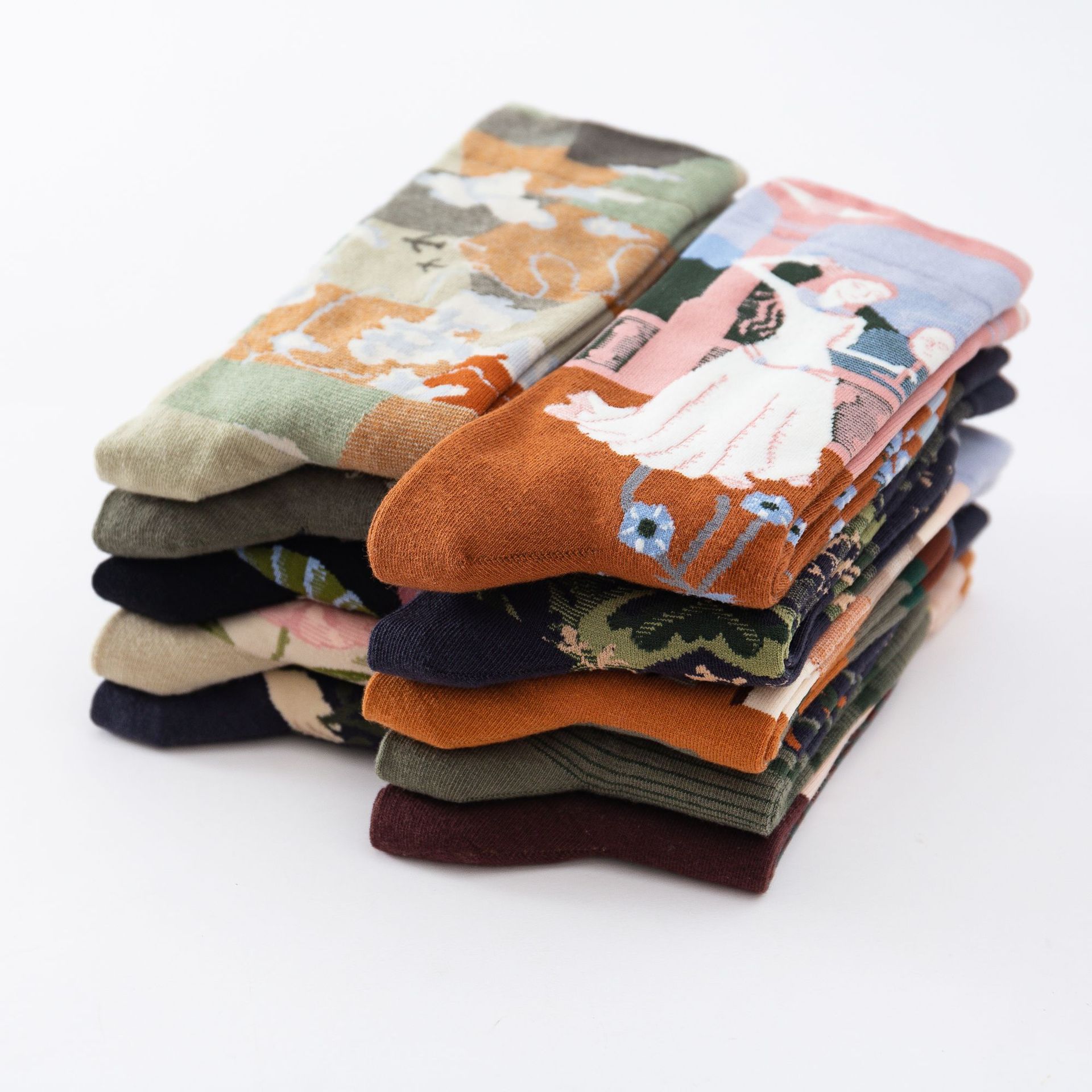 Children Mother Sock Cute hiphop Boneless British style Retro Wild Tide fluffy Graffiti Pure Tube paint Socks for youngster Wholesale Dropshippin-image-723400215